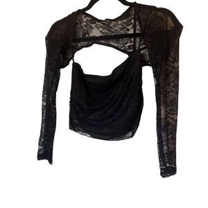 Women's Black Lace Long Sleeve Blouse Party/Cocktail Size S/M